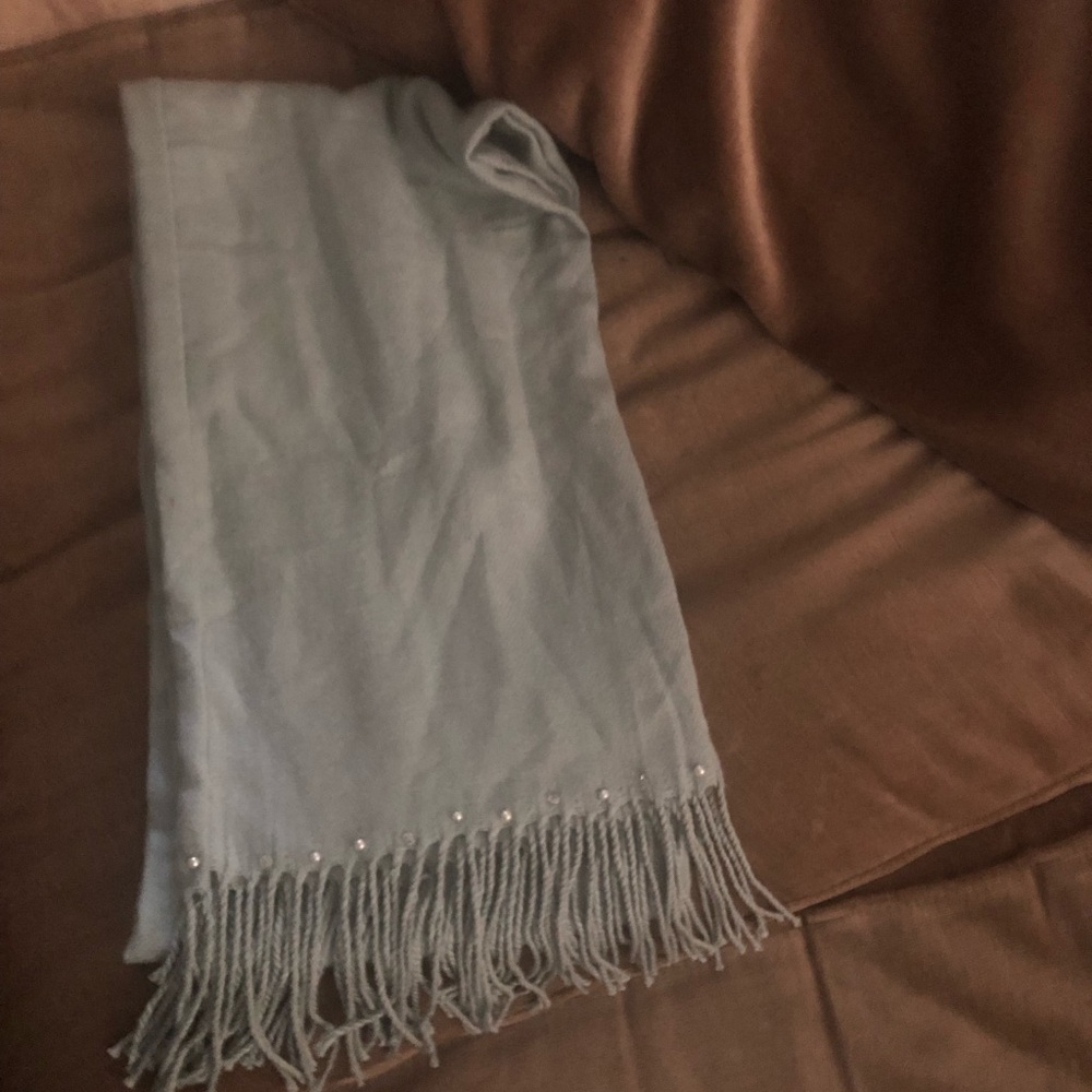 Blue Women's Fringe Cashmere? Scarf with Crystal Accents- $30 or $25 w/offer